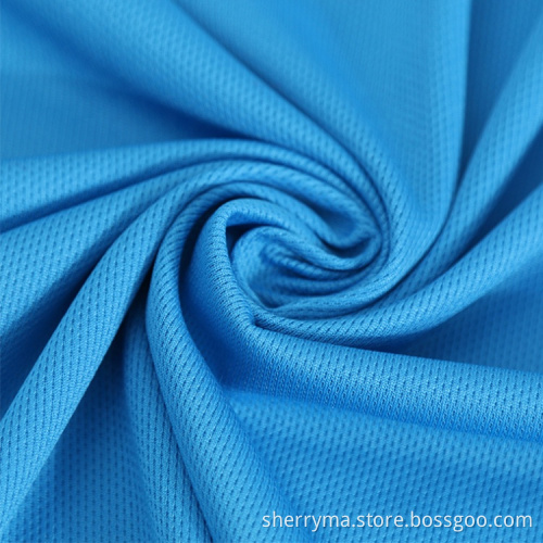 Wicking dyed bird eye mesh weft knitted fabric